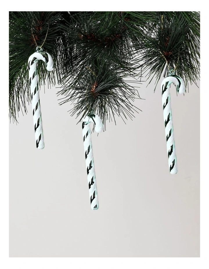Candyland Christmas 6pk Candy Cane Ornament 13cm in Mint/White image 2
