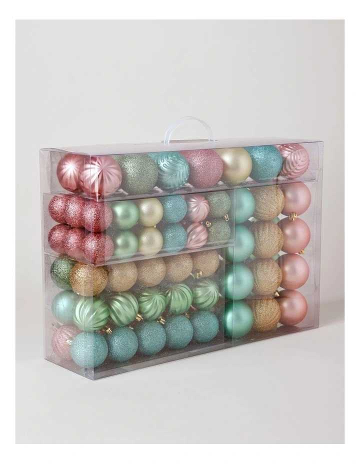 Candyland Christmas 100pk Shatterproof Baubles 5/6/7cm in Pastels image 1