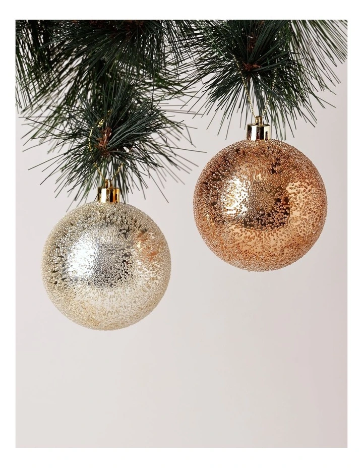 Harvest Christmas 4pk Sugar Frosted Baubles 8cm in Brown image 2