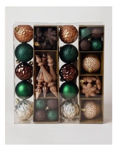 Harvest Christmas 50pk Shatterproof Ornaments 6cm in Bronze/Mocha/Green