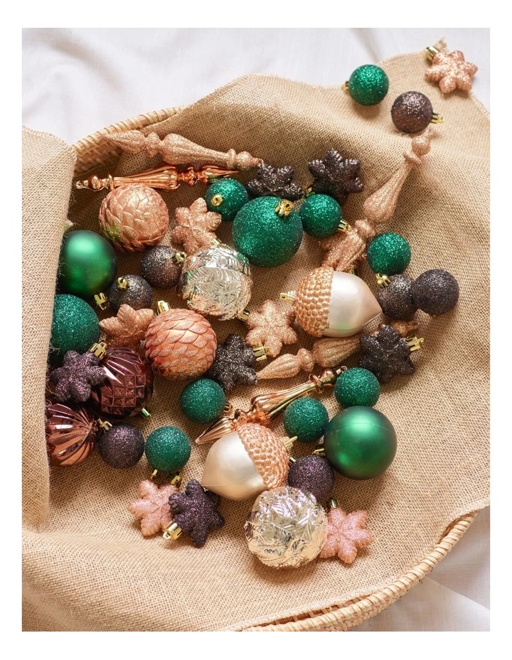 Harvest Christmas 50pk Shatterproof Ornaments 6cm in Bronze/Mocha/Green image 3