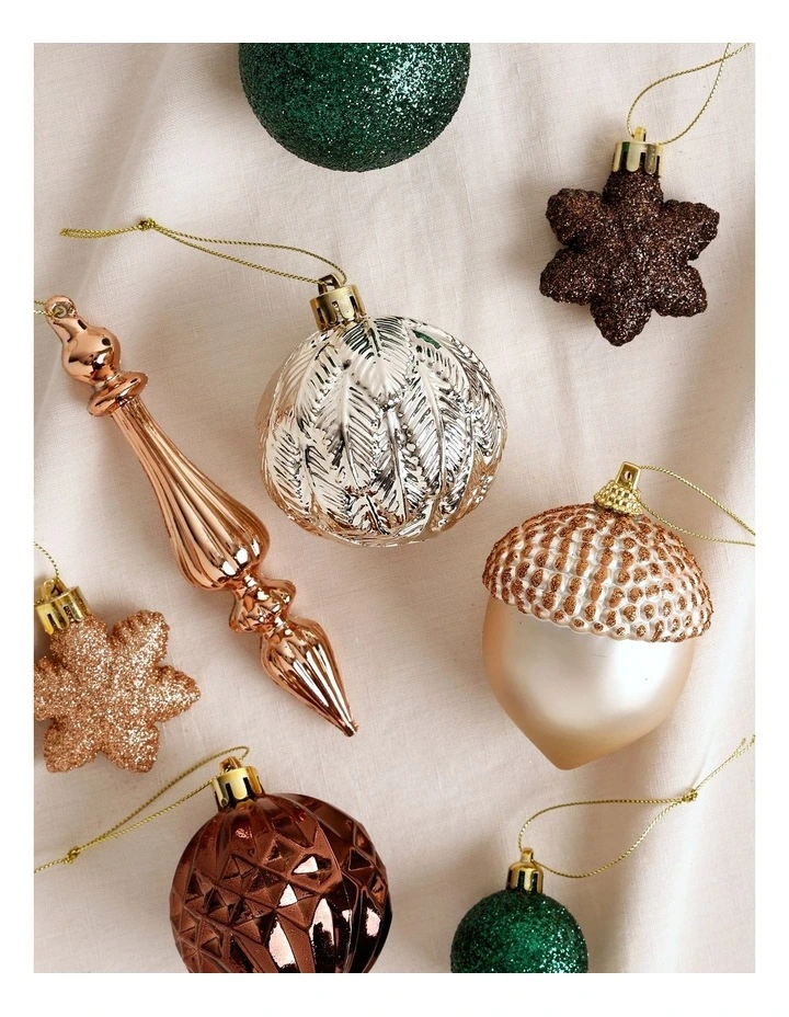 Harvest Christmas 50pk Shatterproof Ornaments 6cm in Bronze/Mocha/Green image 4