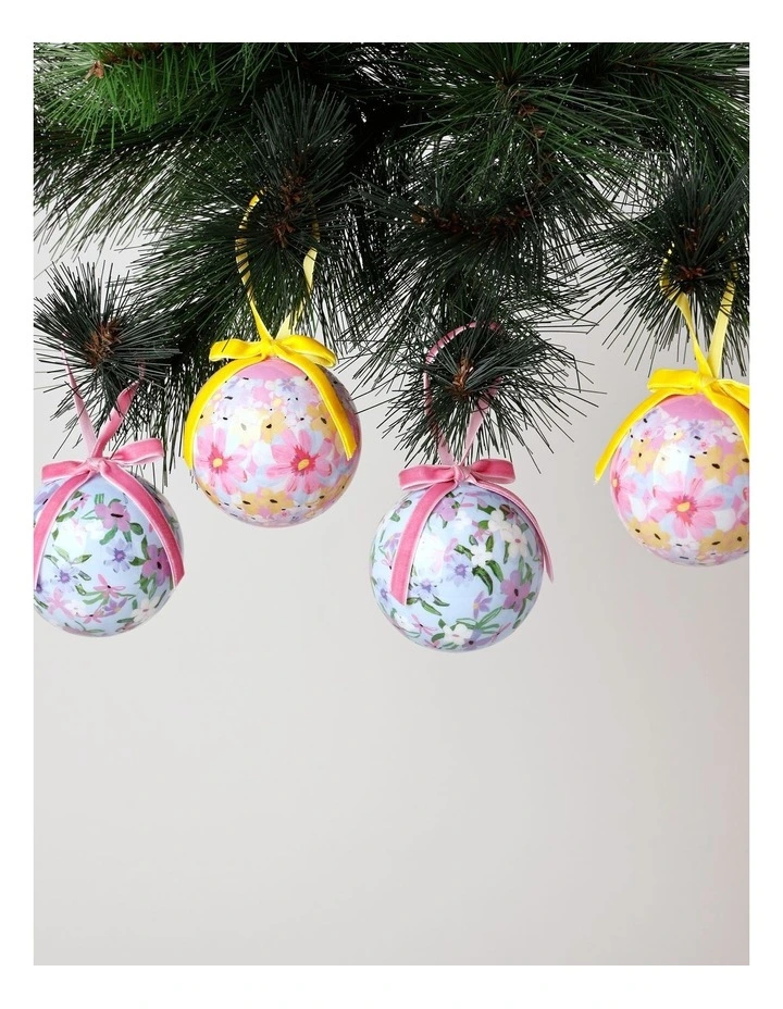 Art Series Morgan Jamieson Set of 4 Christmas Baubles 8cm in Multi image 2