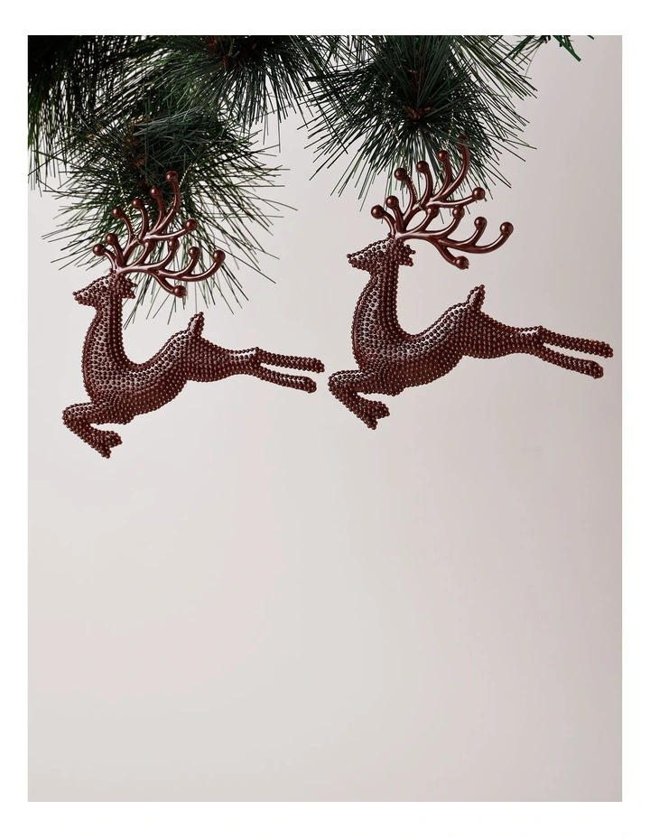 Harvest Christmas 6 pk Reindeer Ornaments 12cm in Brown image 2