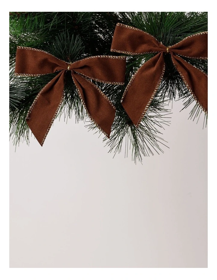 Harvest Christmas Fabric Set of 4 Velvet Bow Clips 14cm in Brown image 2
