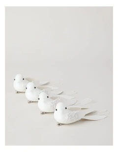 Luxe Plastic Dove Clips 4pk in White: 18cm