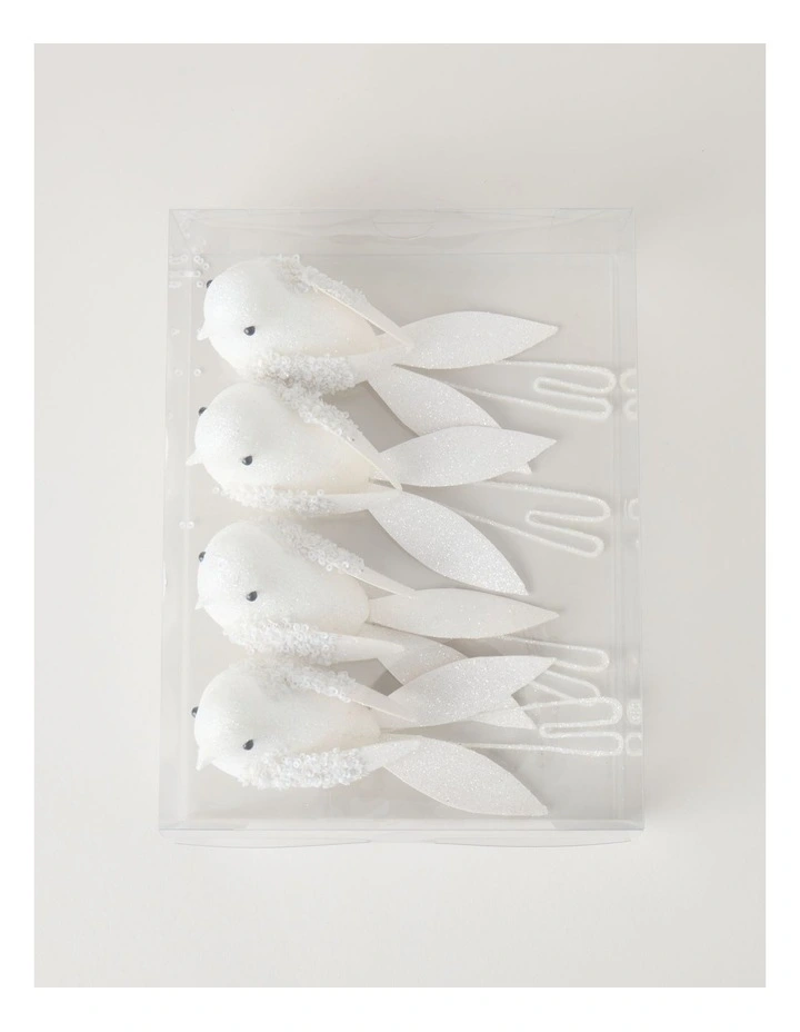 Luxe Plastic Dove Clips 4pk in White: 18cm image 3