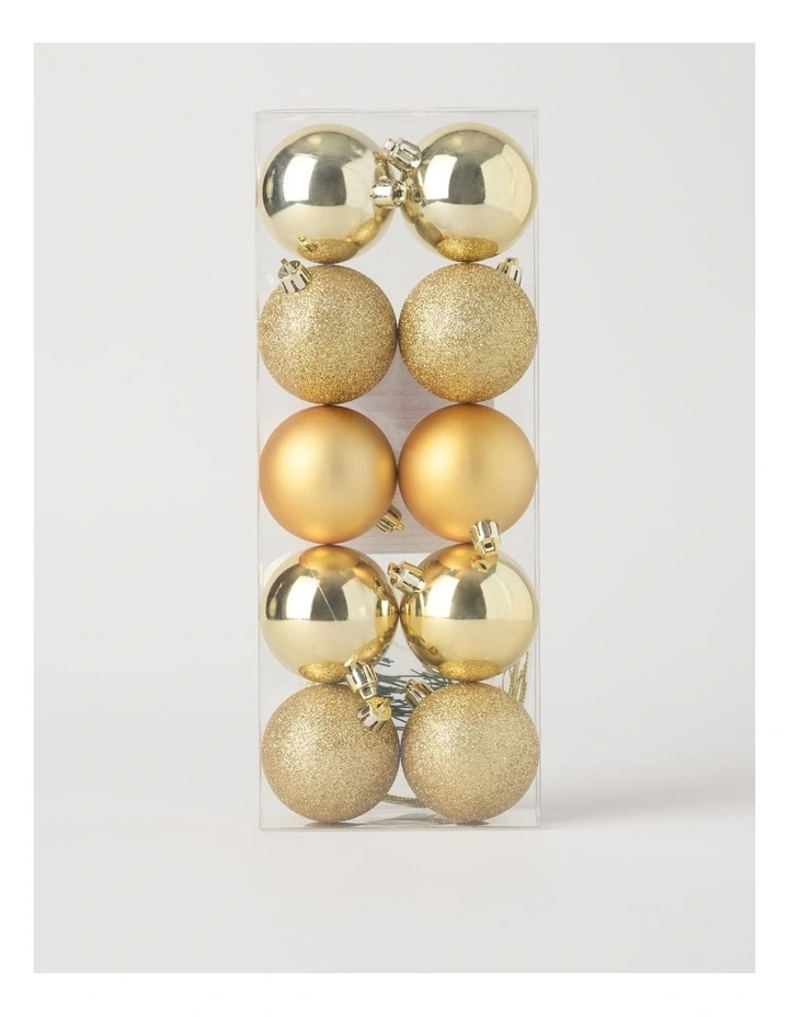 Heirloom Shatterproof Baubles 10pk in Gold: 6cm image 3