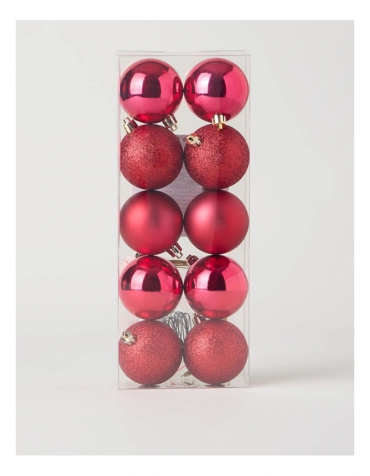 Heirloom Shatterproof Baubles 10pk in Red: 6cm image 1