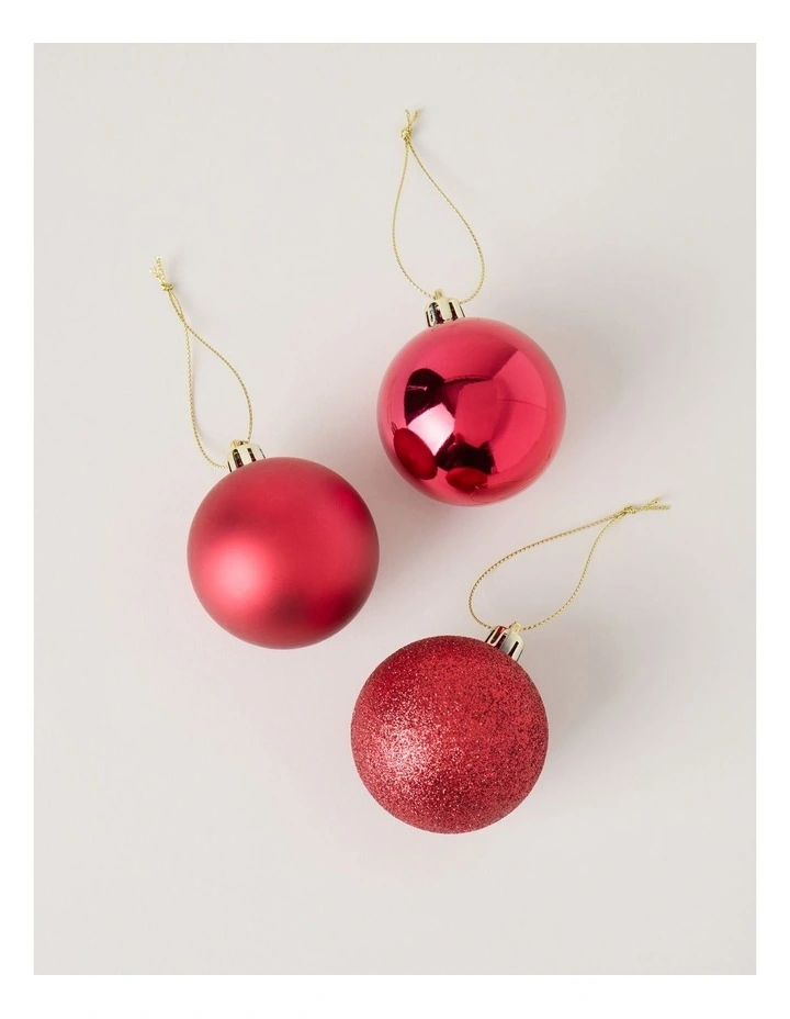 Heirloom Shatterproof Baubles 10pk in Red: 6cm image 3