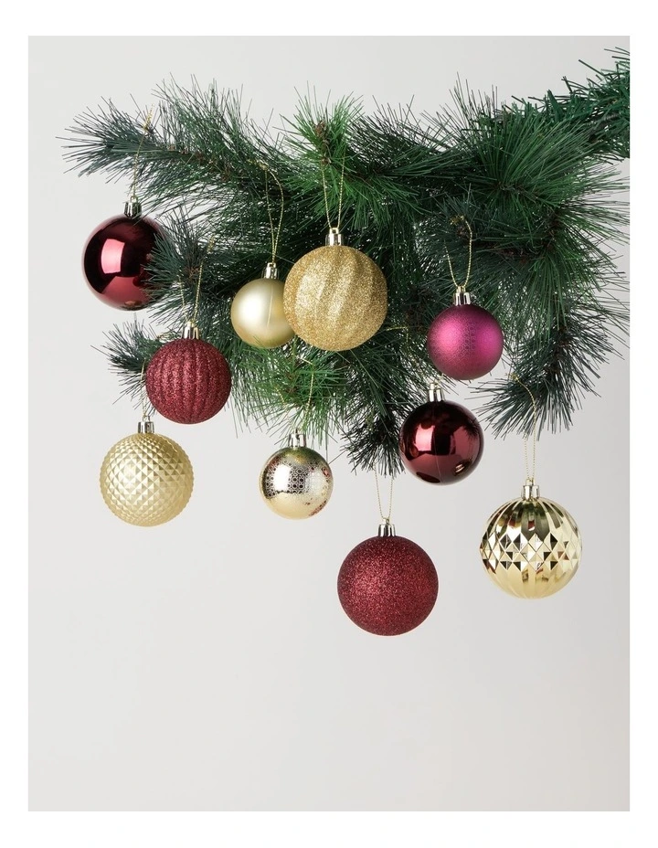 Heirloom Shatterproof Baubles 100pk in Red and Gold: 5/6/7cm image 2