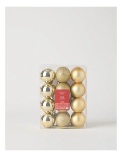Heirloom Shatterproof Baubles 24pk in Gold: 5cm