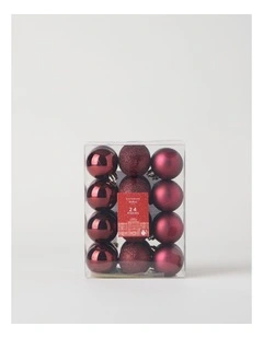 Heirloom Shatterproof Baubles 24pk in Red: 5cm