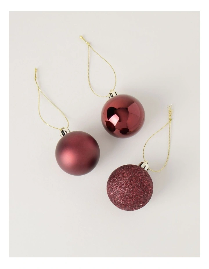 Heirloom Shatterproof Baubles 24pk in Red: 5cm image 3