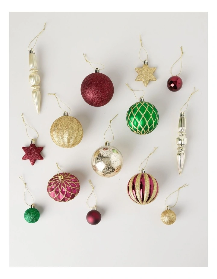 Heirloom Shatterproof Ornaments 50pk in Red, Gold, and Green: Assorted Sizes image 2