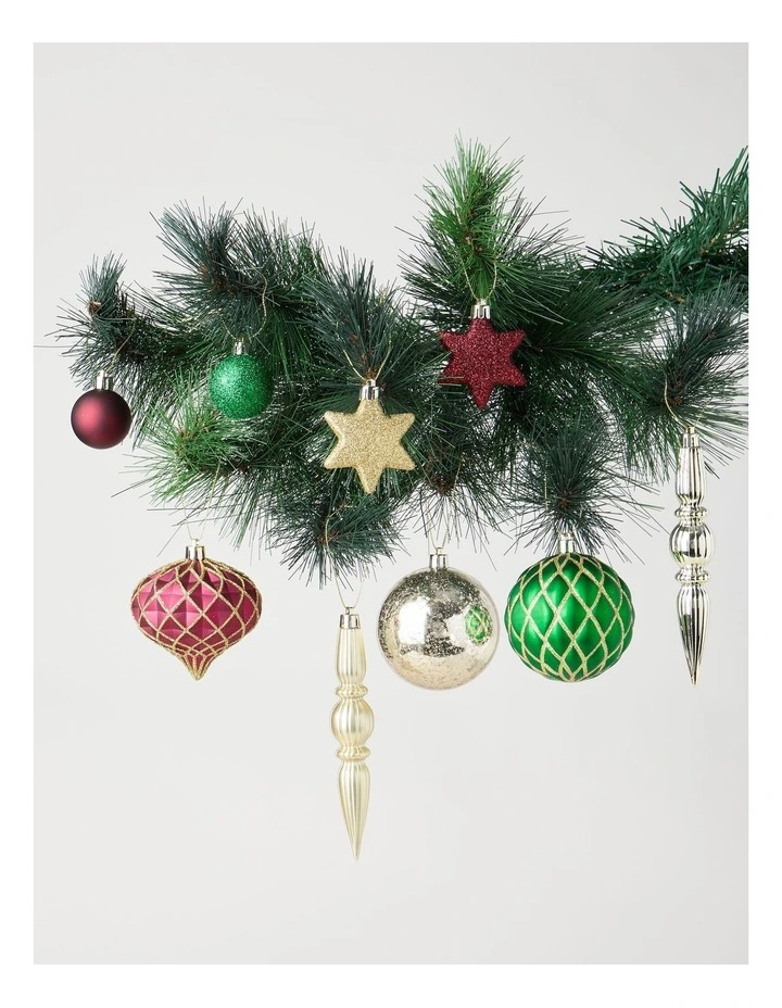 Heirloom Shatterproof Ornaments 50pk in Red, Gold, and Green: Assorted Sizes image 3