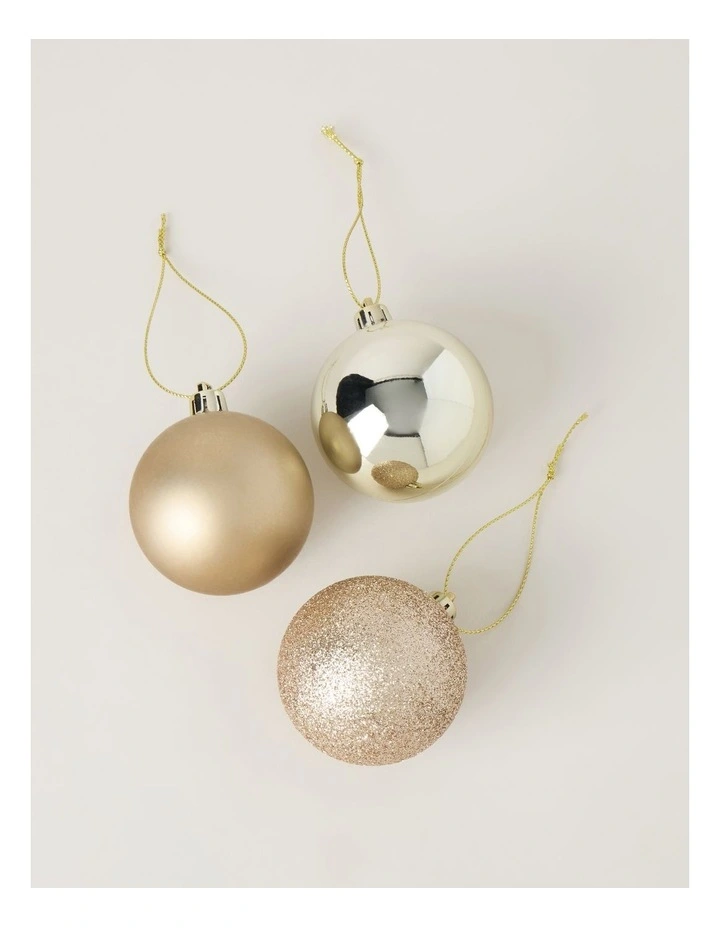 Luxe Shatterproof Baubles 10pk in Champagne: 6cm image 2