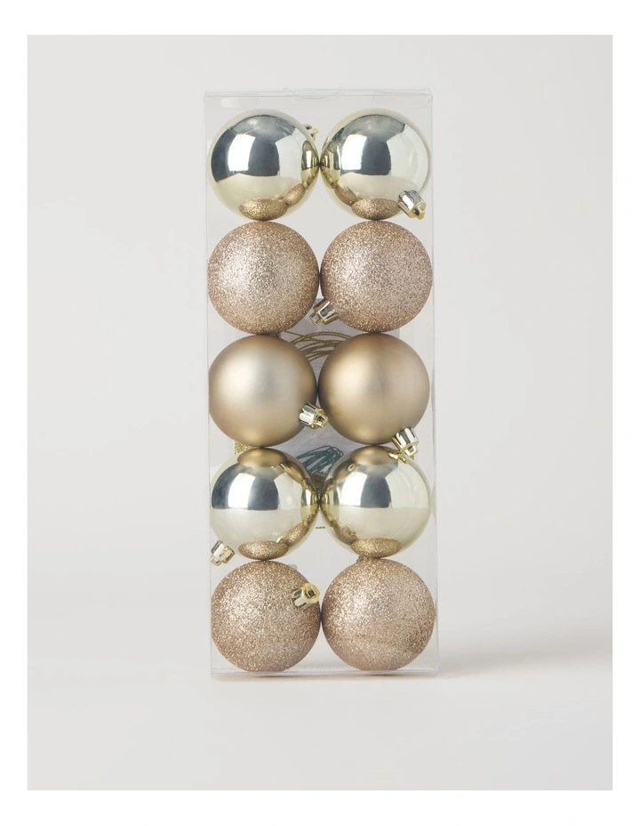 Luxe Shatterproof Baubles 10pk in Champagne: 6cm image 3