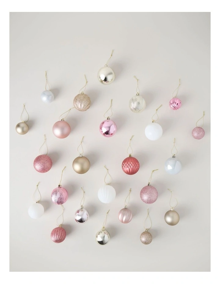 Luxe Shatterproof Baubles 100pk in Pink, Champagne, and White: 5/6/7cm image 2