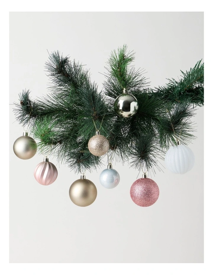 Luxe Shatterproof Baubles 100pk in Pink, Champagne, and White: 5/6/7cm image 3