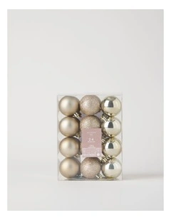 Luxe Shatterproof Baubles 24pk in Champagne: 5cm