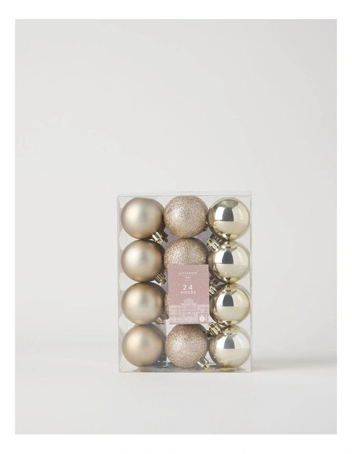 Luxe Shatterproof Baubles 24pk in Champagne: 5cm image 1