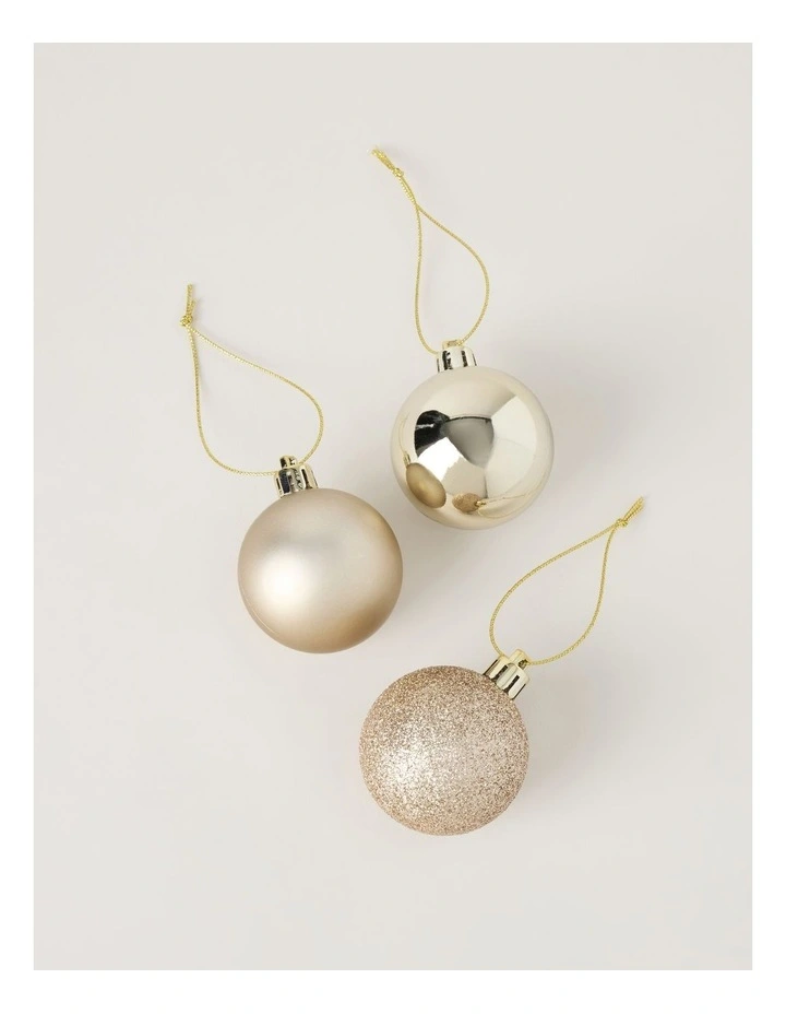 Luxe Shatterproof Baubles 24pk in Champagne: 5cm image 3