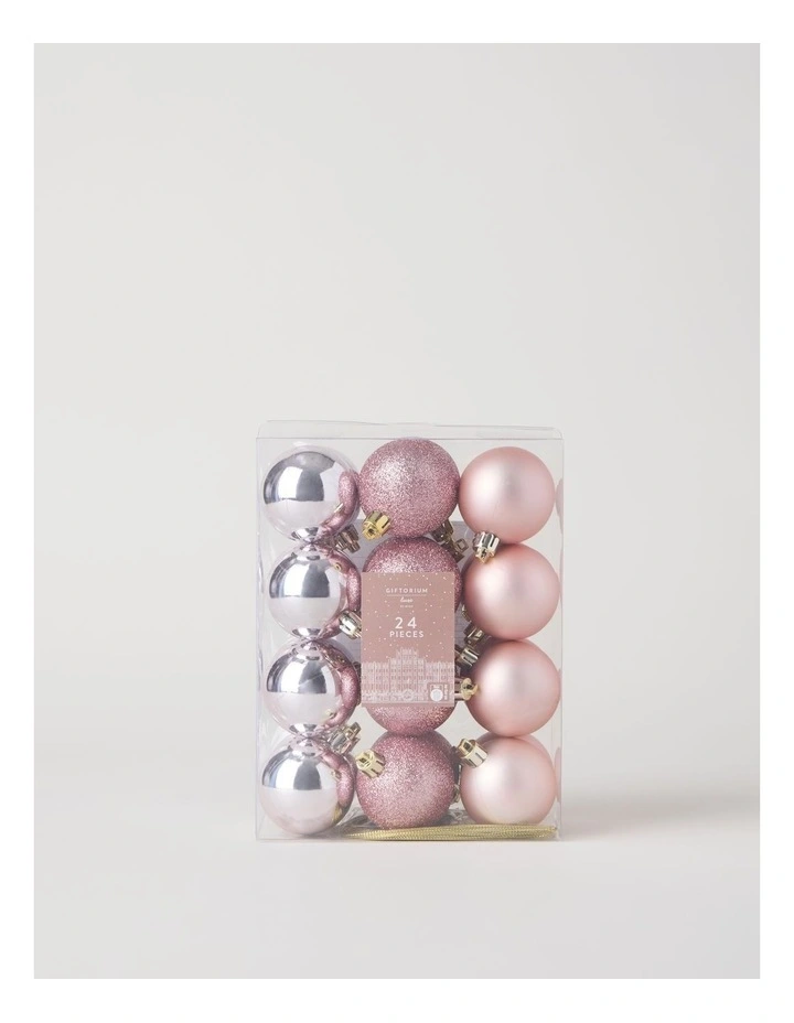 Luxe Shatterproof Baubles 24pk in Pink: 5cm image 1