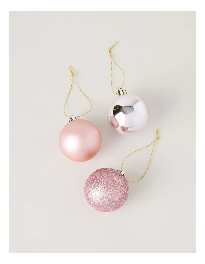 Luxe Shatterproof Baubles 24pk in Pink: 5cm image 3