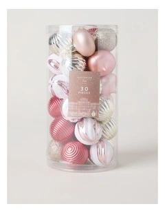 Luxe Shatterproof Baubles 30pk in Champagne and Pink: 4cm