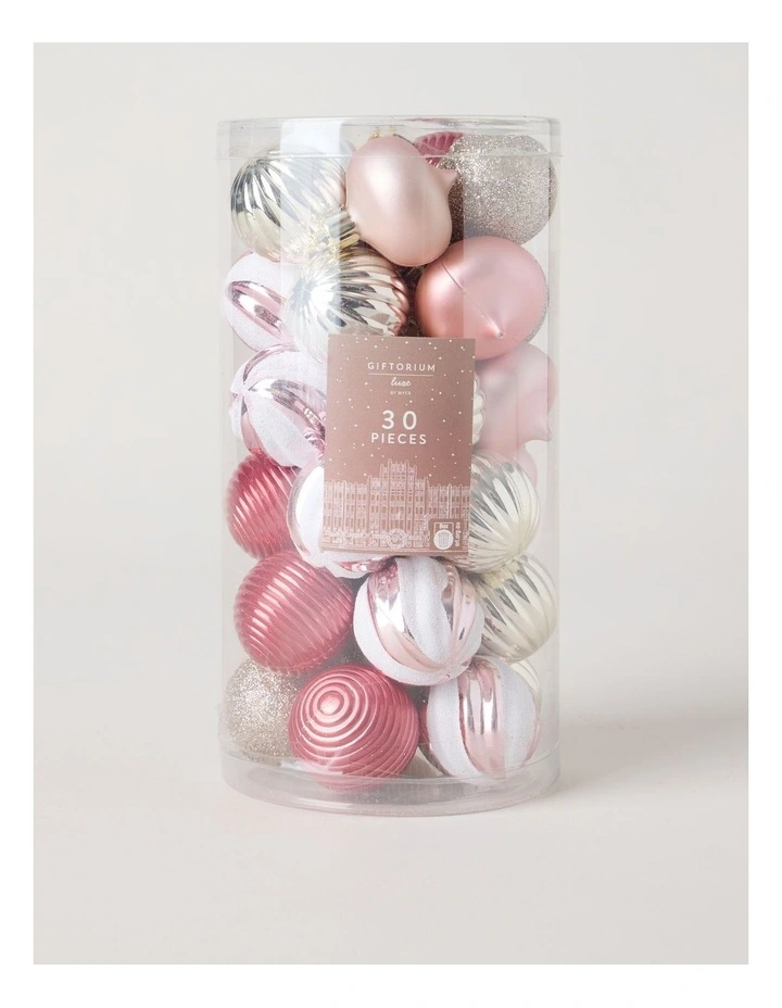Luxe Shatterproof Baubles 30pk in Champagne and Pink: 4cm image 1