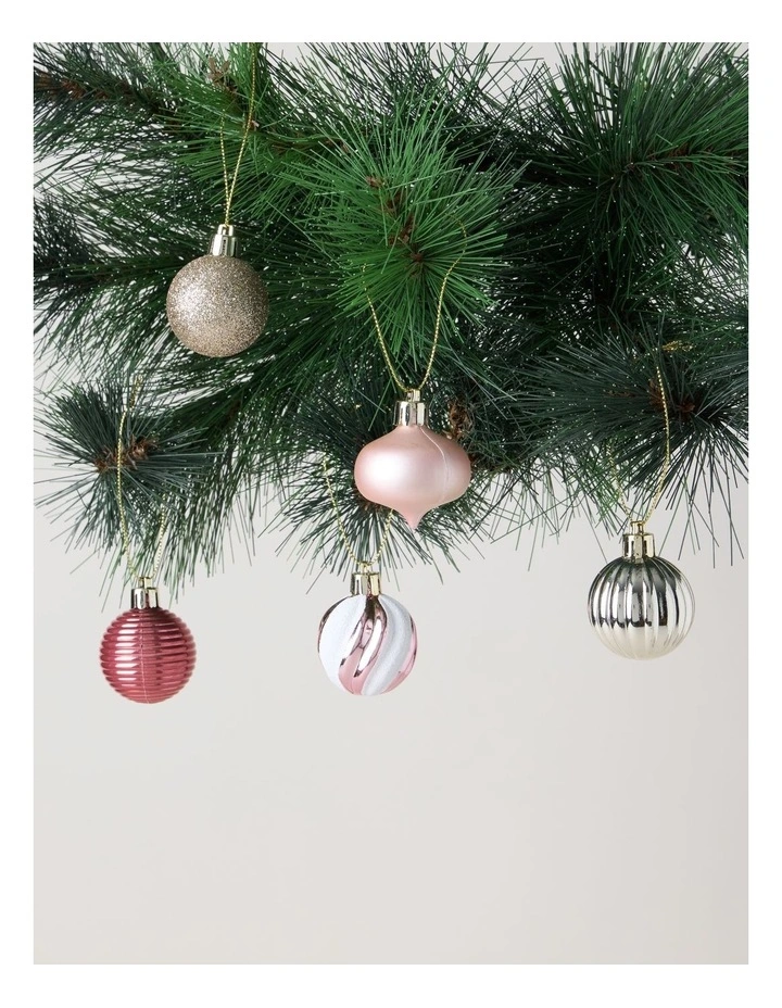 Luxe Shatterproof Baubles 30pk in Champagne and Pink: 4cm image 2