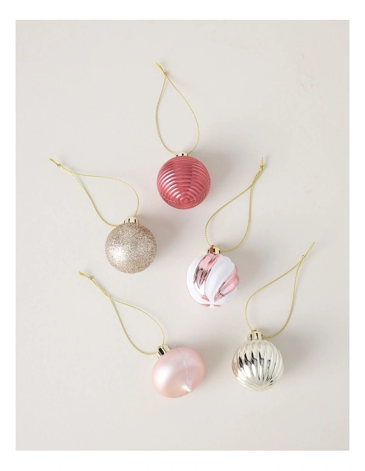 Luxe Shatterproof Baubles 30pk in Champagne and Pink: 4cm image 3