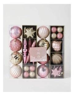 Luxe Shatterproof Ornaments 50pk in Pink and Champagne
