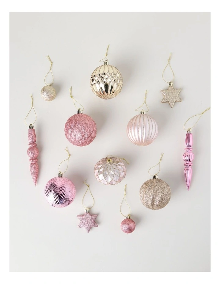 Luxe Shatterproof Ornaments 50pk in Pink and Champagne image 2