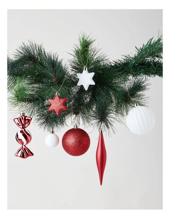 Nostalgia Shatterproof Ornaments 50pk in Red and White: Assorted Sizes image 3