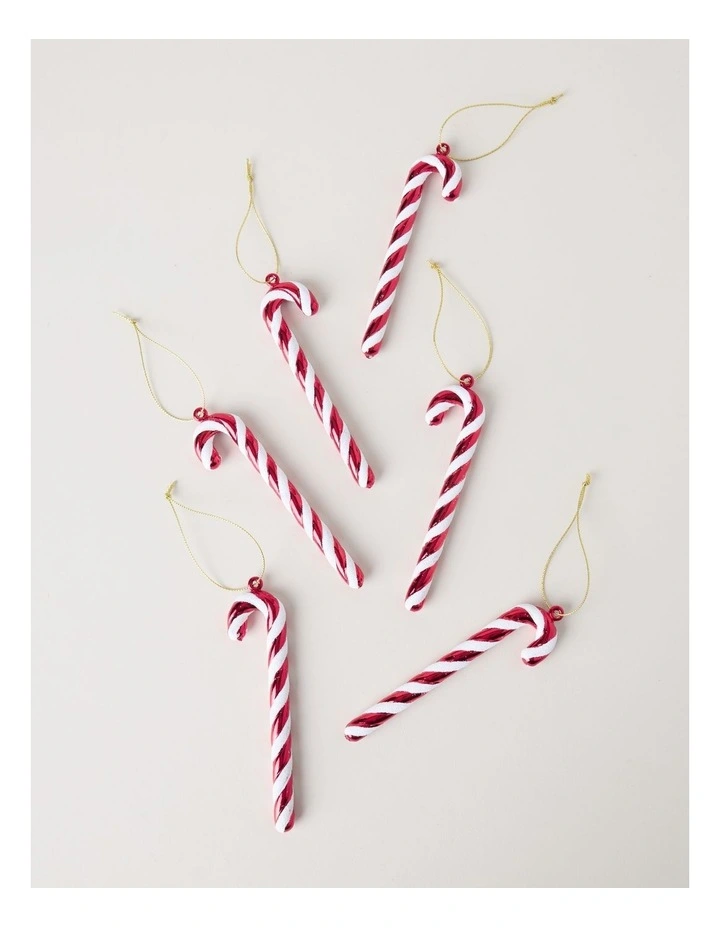 Nostalgia Candy Cane Ornament 6pk in Red and White: 13cm image 1
