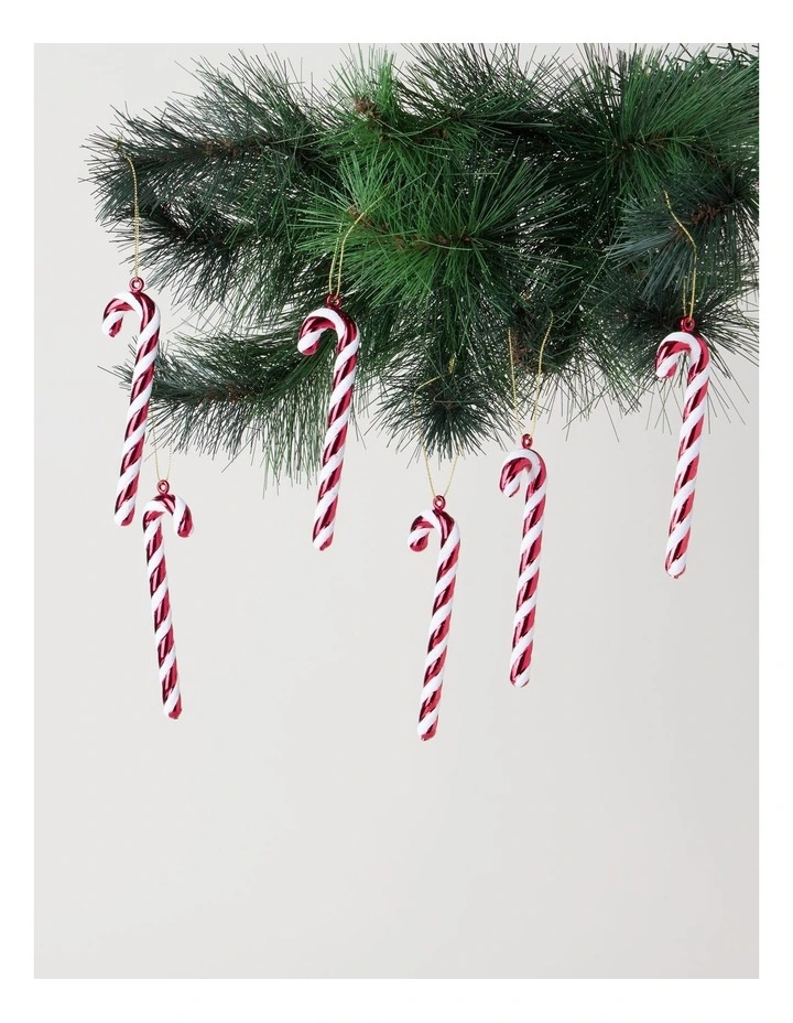 Nostalgia Candy Cane Ornament 6pk in Red and White: 13cm image 2