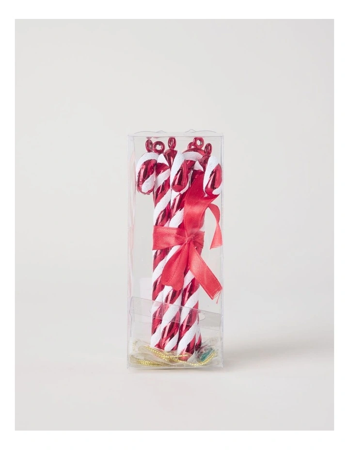 Nostalgia Candy Cane Ornament 6pk in Red and White: 13cm image 3