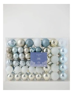 Luxe Shatterproof Baubles 100pk in Navy and Gold: 5/6/7cm