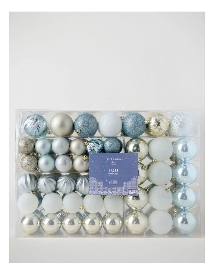 Luxe Shatterproof Baubles 100pk in Navy and Gold: 5/6/7cm image 1