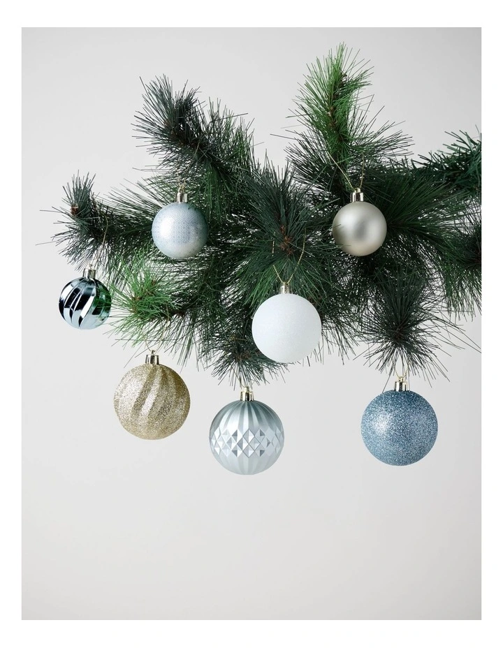 Luxe Shatterproof Baubles 100pk in Navy and Gold: 5/6/7cm image 3