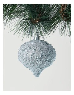 Eucalyptus Plastic Beaded Onion Bauble in Blue: 9.5cm