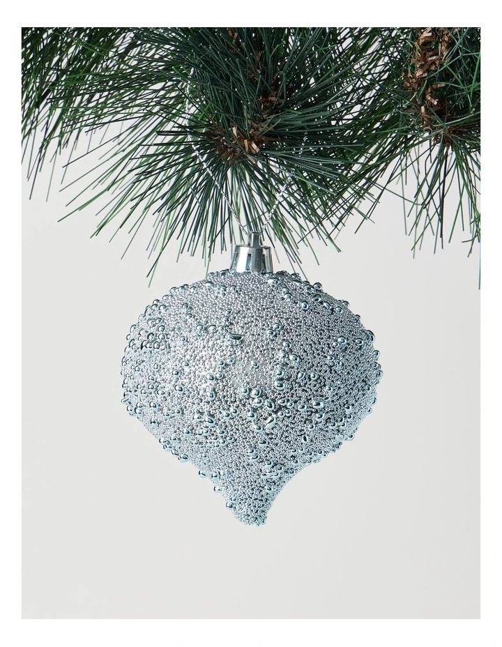 Eucalyptus Plastic Beaded Onion Bauble in Blue: 9.5cm image 1