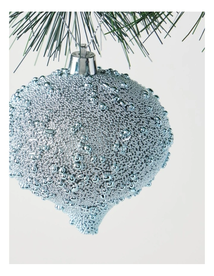 Eucalyptus Plastic Beaded Onion Bauble in Blue: 9.5cm image 2