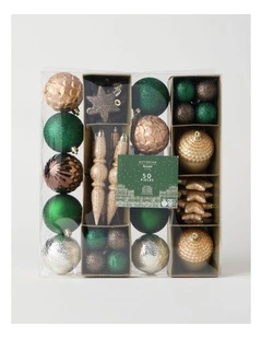Harvest Shatterproof Ornaments 50pk in Green, Gold, and Silver: Assorted Sizes