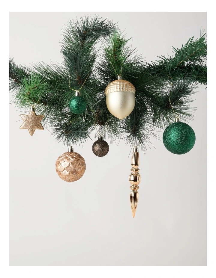 Harvest Shatterproof Ornaments 50pk in Green, Gold, and Silver: Assorted Sizes image 3