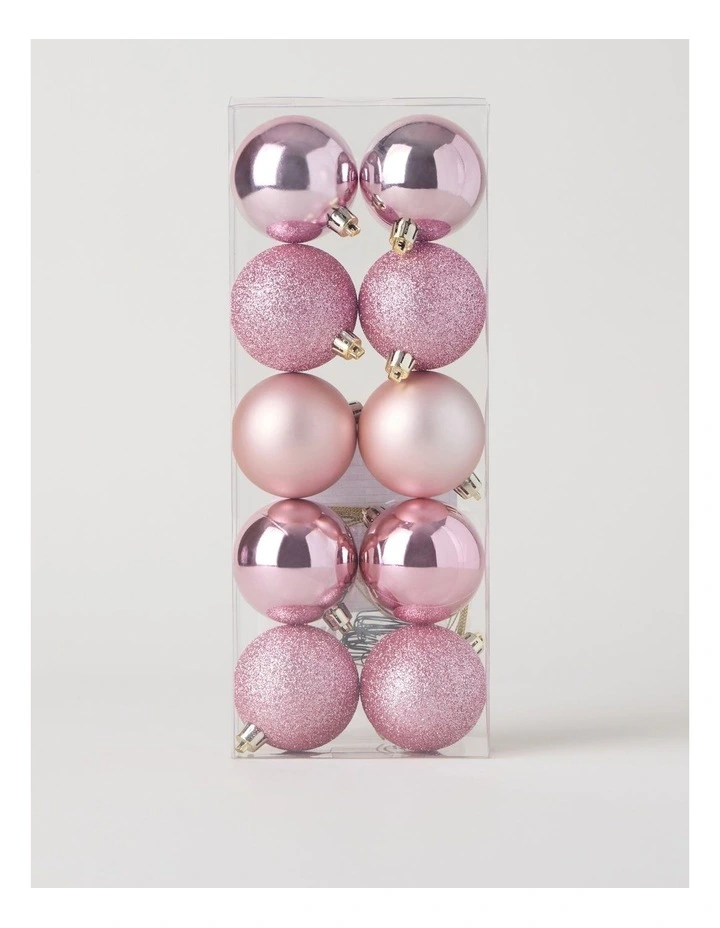 Luxe Shatterproof Baubles 10pk in Pink: 6cm image 1