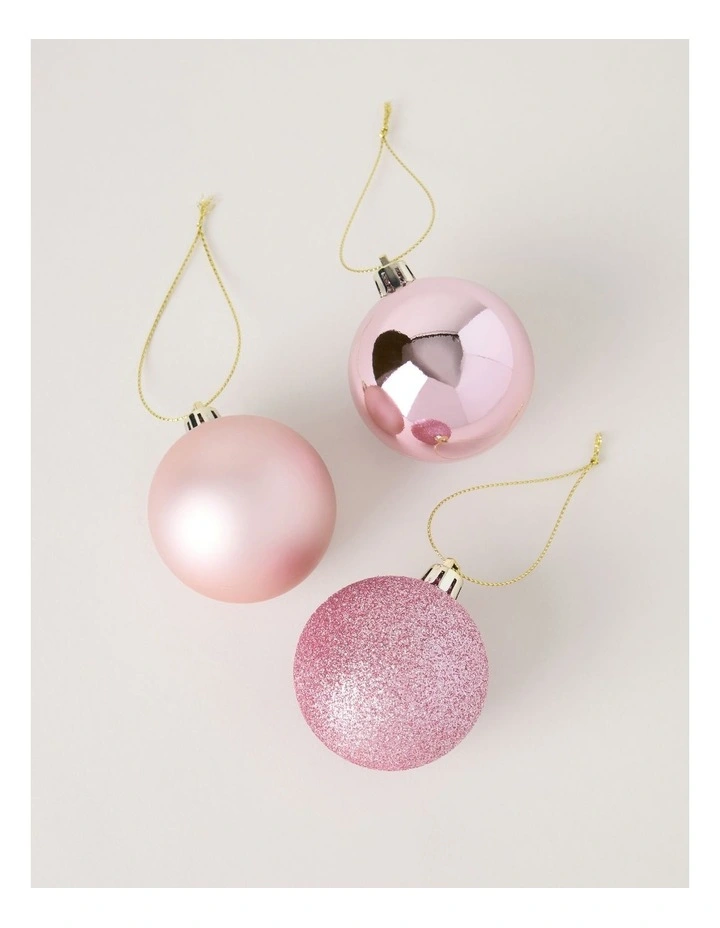 Luxe Shatterproof Baubles 10pk in Pink: 6cm image 3