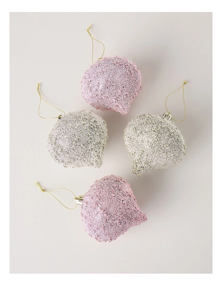 Luxe Beaded Onion Ornament 4pk in Pink and Champagne: 9.5cm image 2